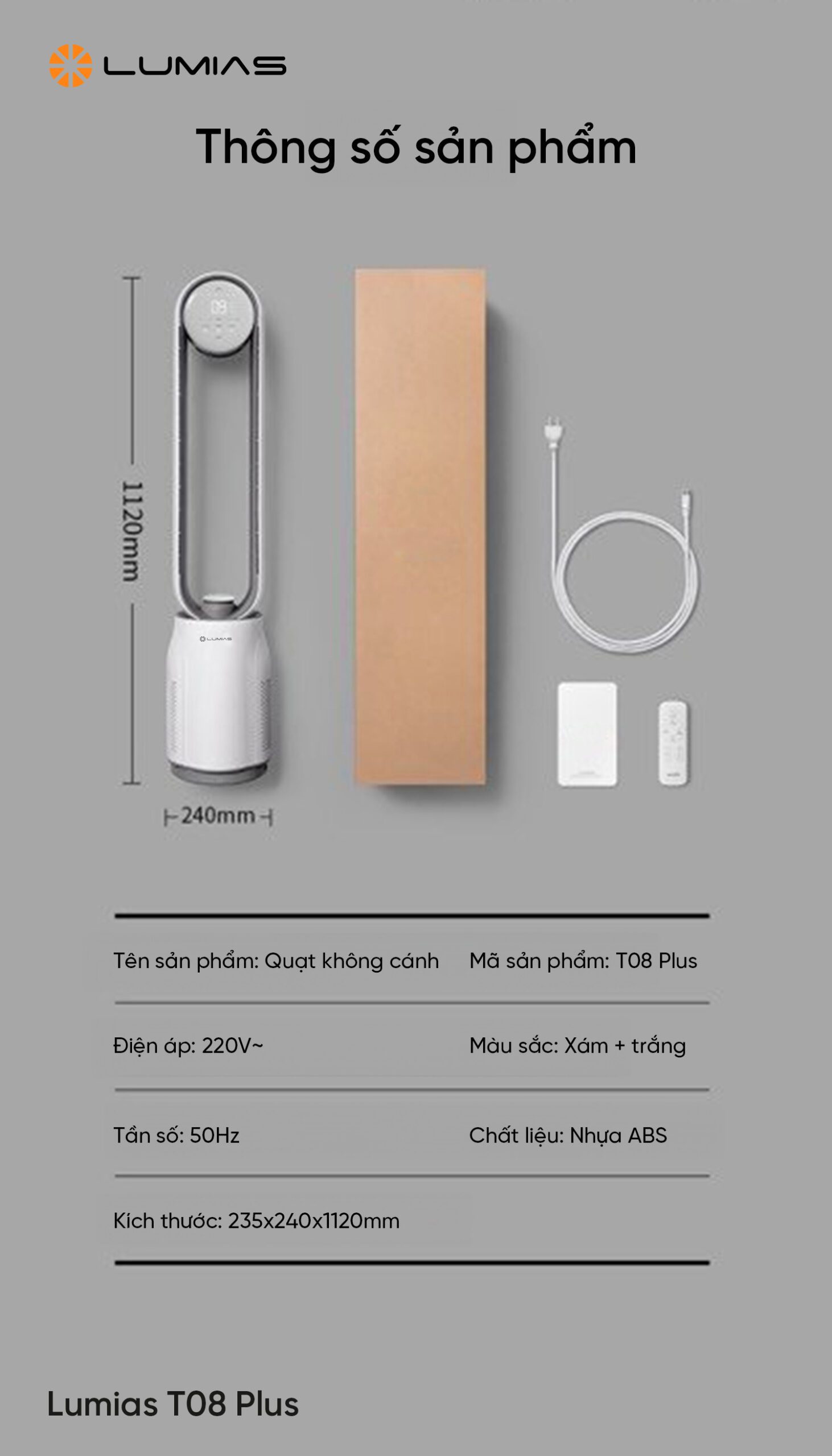 Quạt không cánh Lumias T08 Plus
