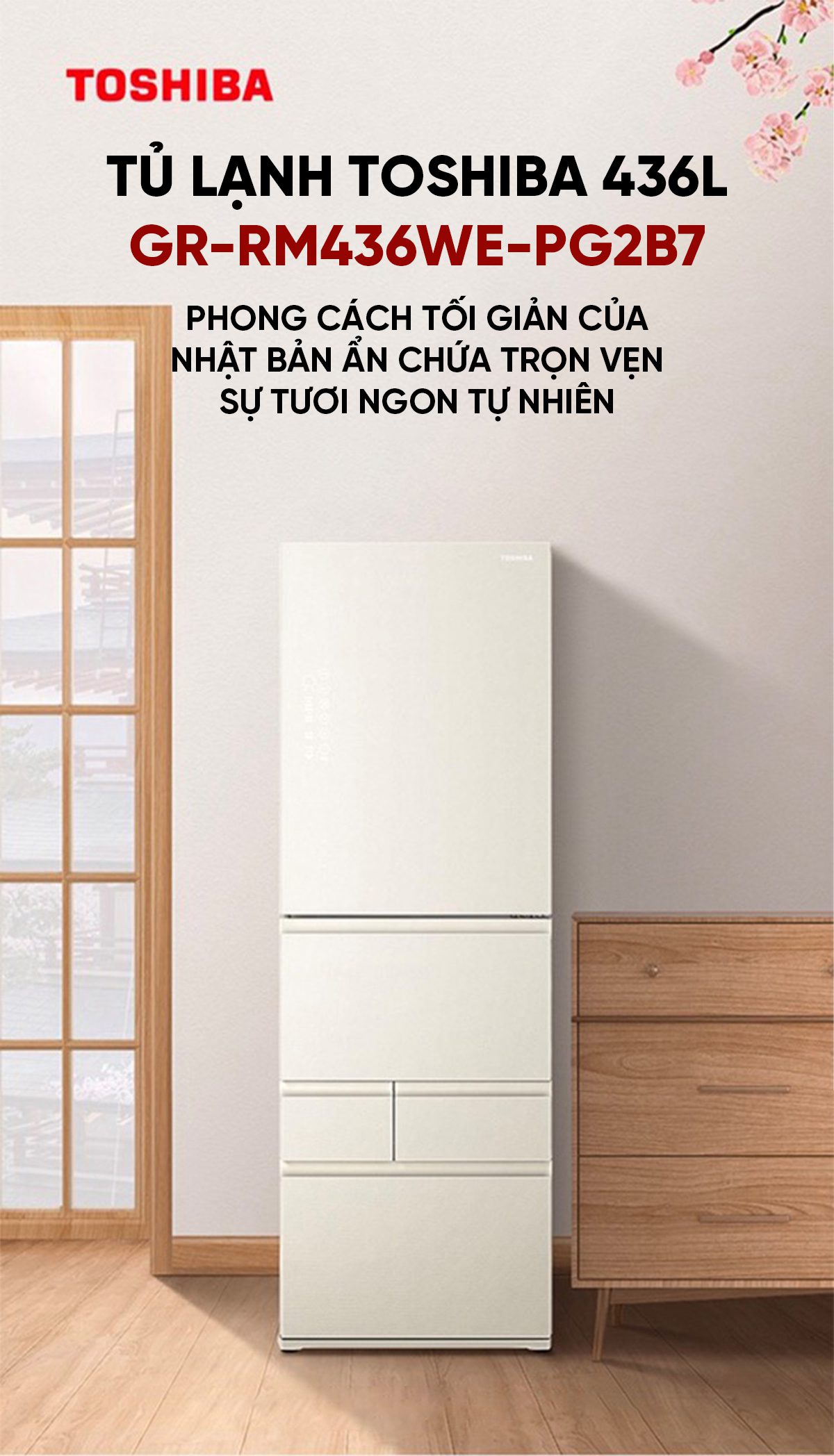 Tủ lạnh Toshiba GR-RM436WE-PG2B7 436L