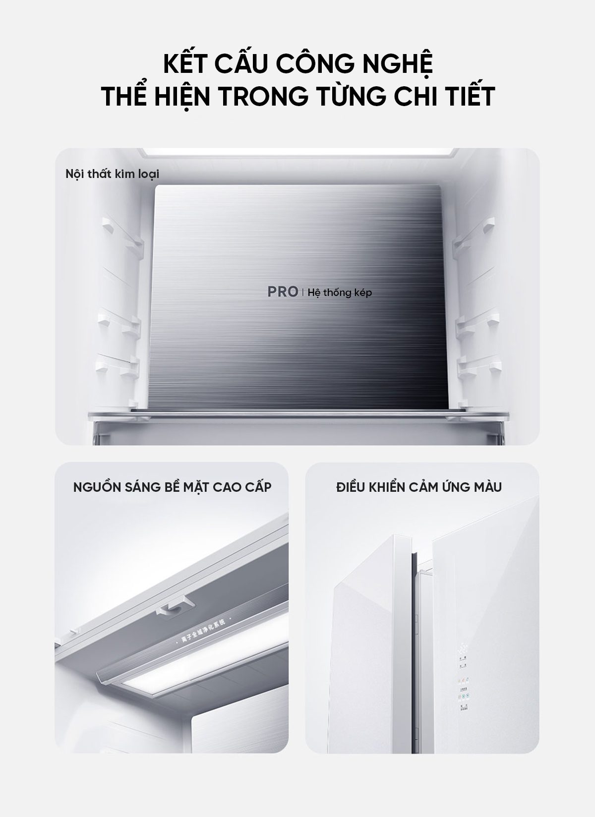 Tủ lạnh Xiaomi Mijia 508L Pro 2025, 3 cửa, mặt kính trắng băng