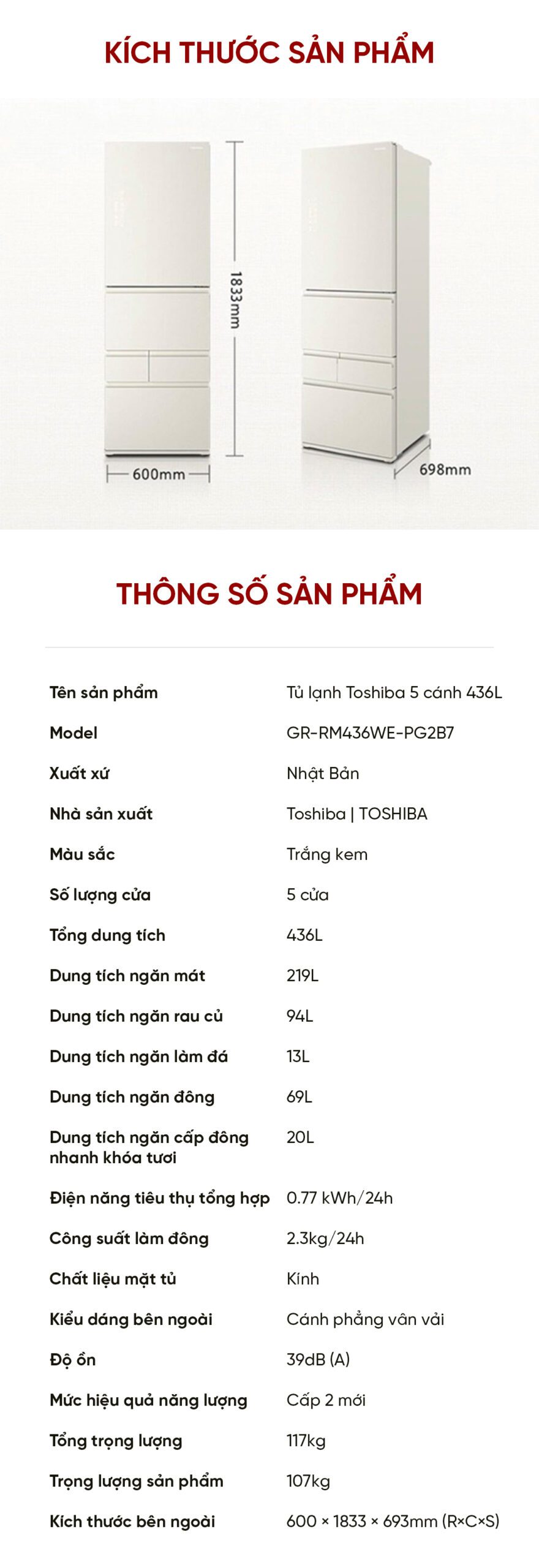 Tủ lạnh Toshiba GR-RM436WE-PG2B7 436L
