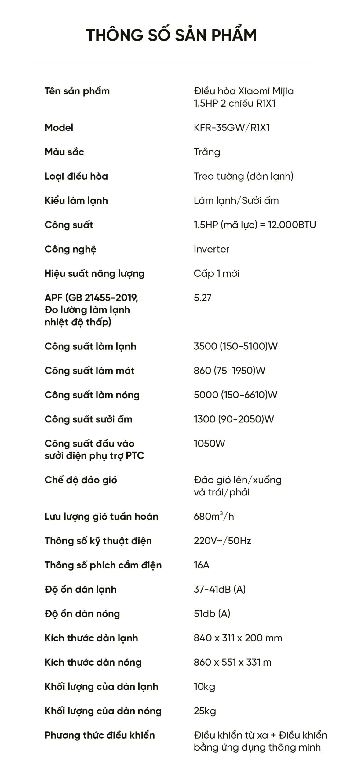 Điều hòa Xiaomi Mijia KFR/35GW R1X1 1.5HP 2 chiều