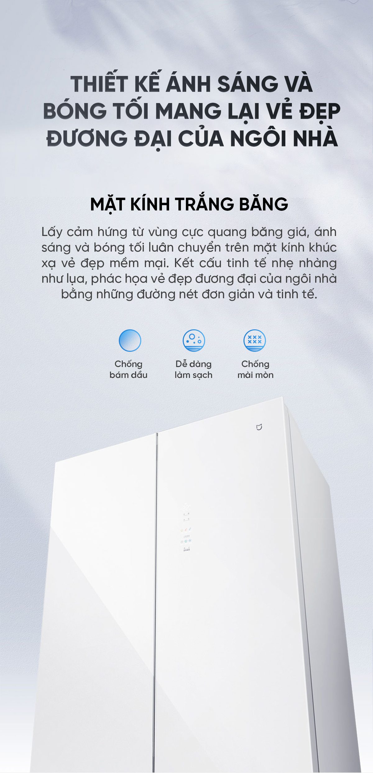 Tủ lạnh Xiaomi Mijia 508L Pro 2025, 3 cửa, mặt kính trắng băng