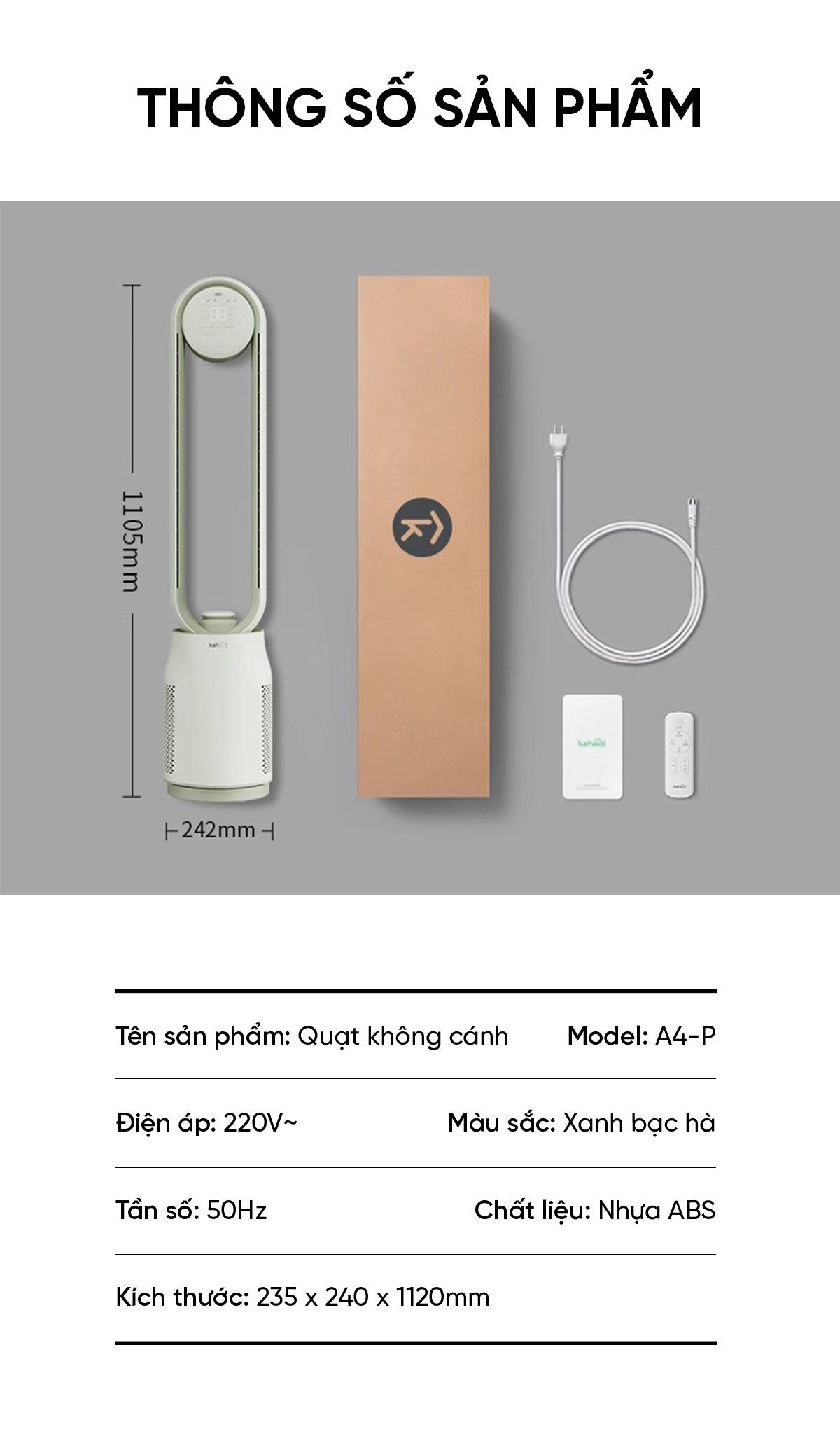 Quạt không cánh Keheal A4 Pro