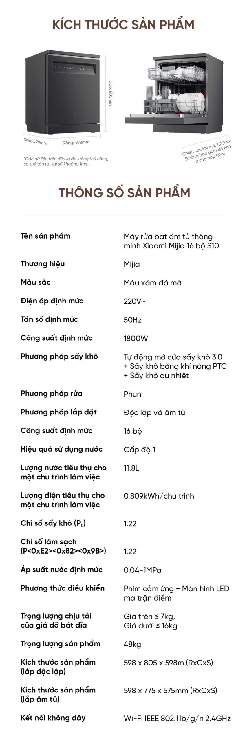Máy rửa bát Xiaomi Mijia S10 16 bộ