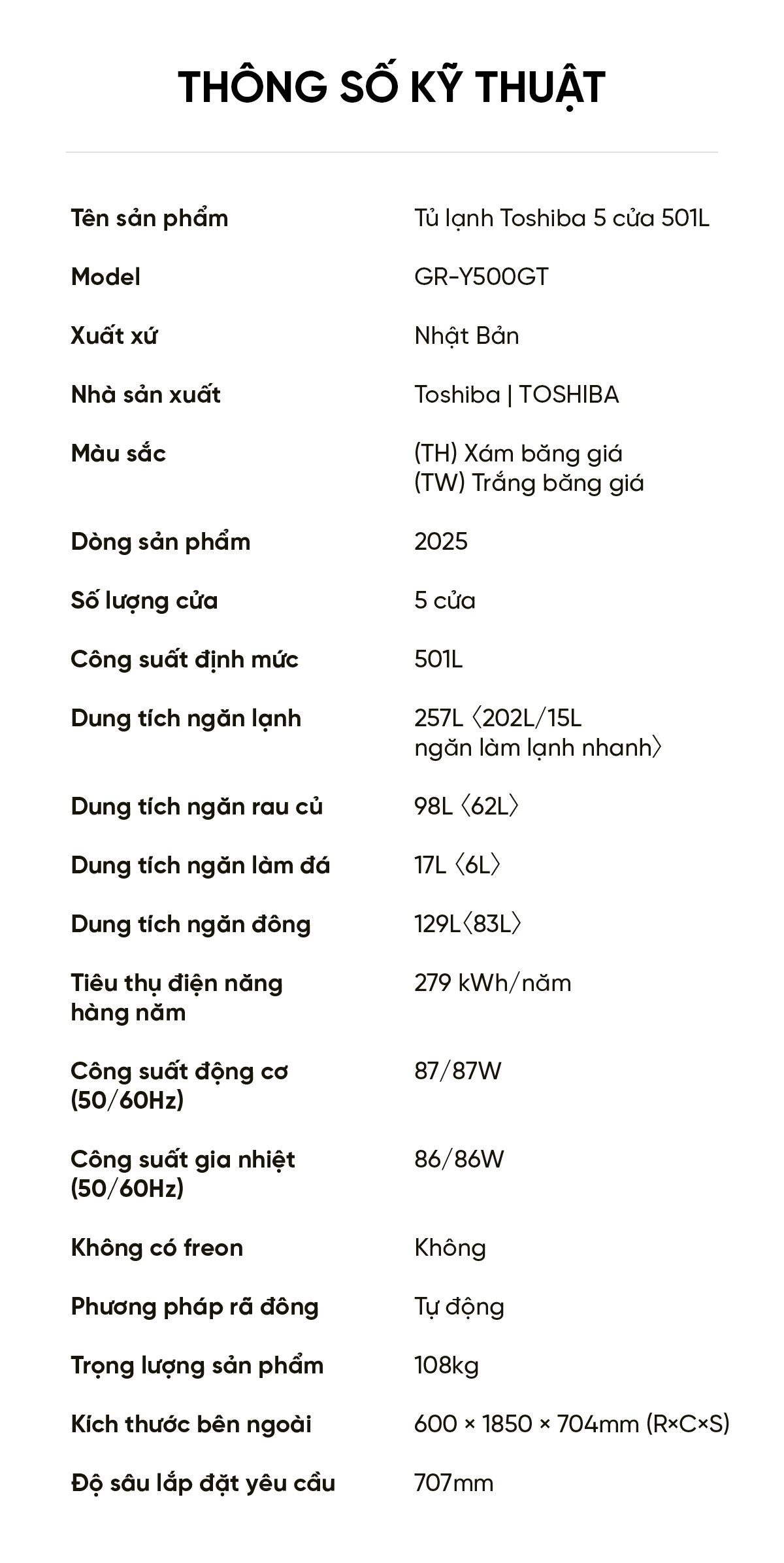 Tủ lạnh Toshiba GR-Y500GT 501L