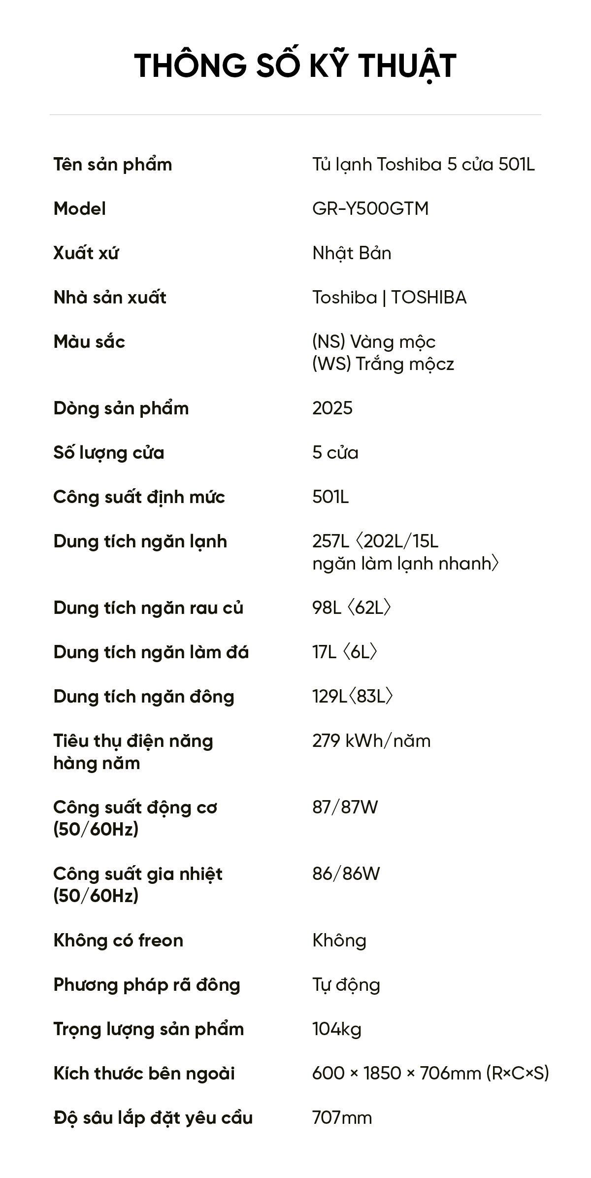 Tủ lạnh Toshiba GR-Y500GTM 501L