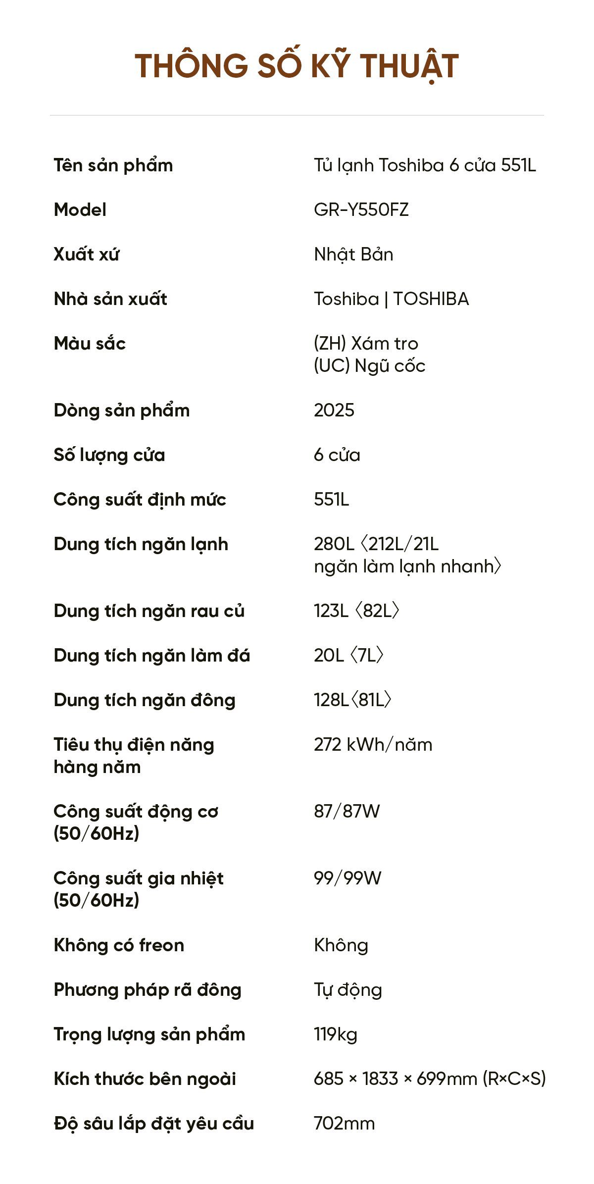 Tủ lạnh Toshiba GR-Y550FZ 551L