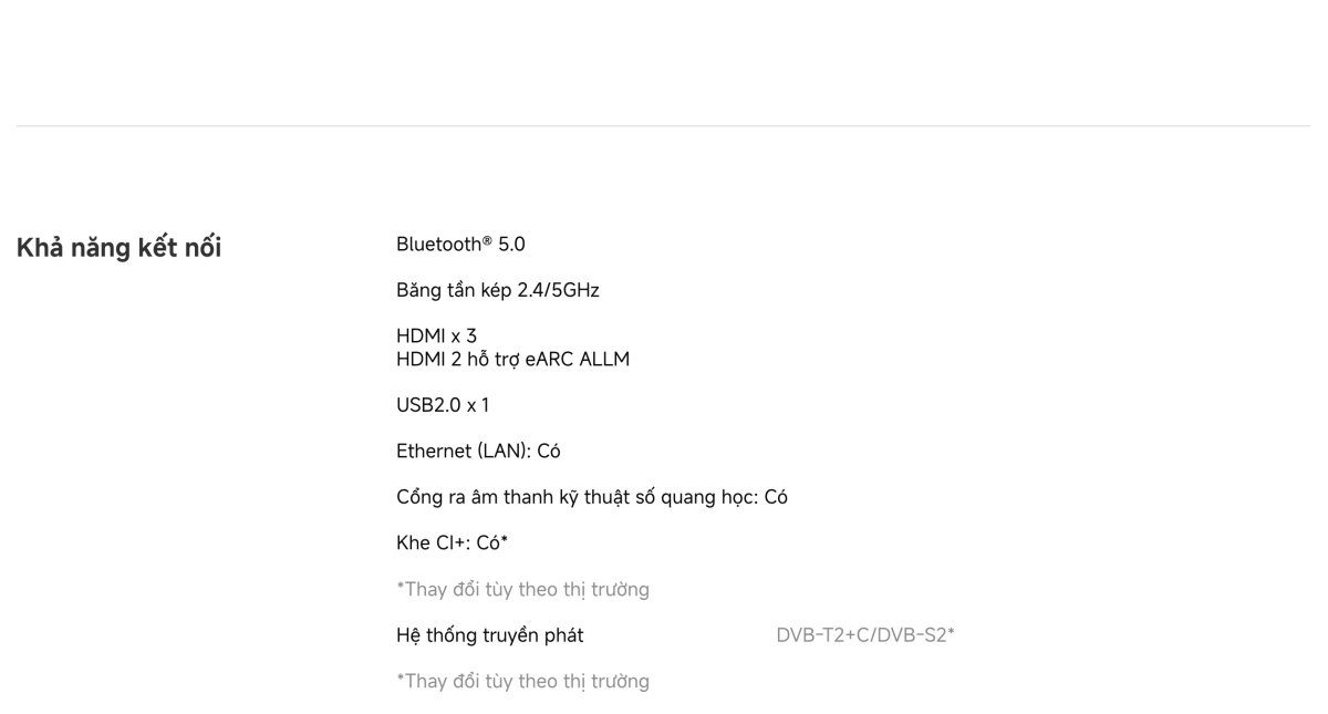 Tivi Xiaomi A 55 Inch – 2026 Bản Quốc Tế – 4K/60Hz – 2GB/8GB
