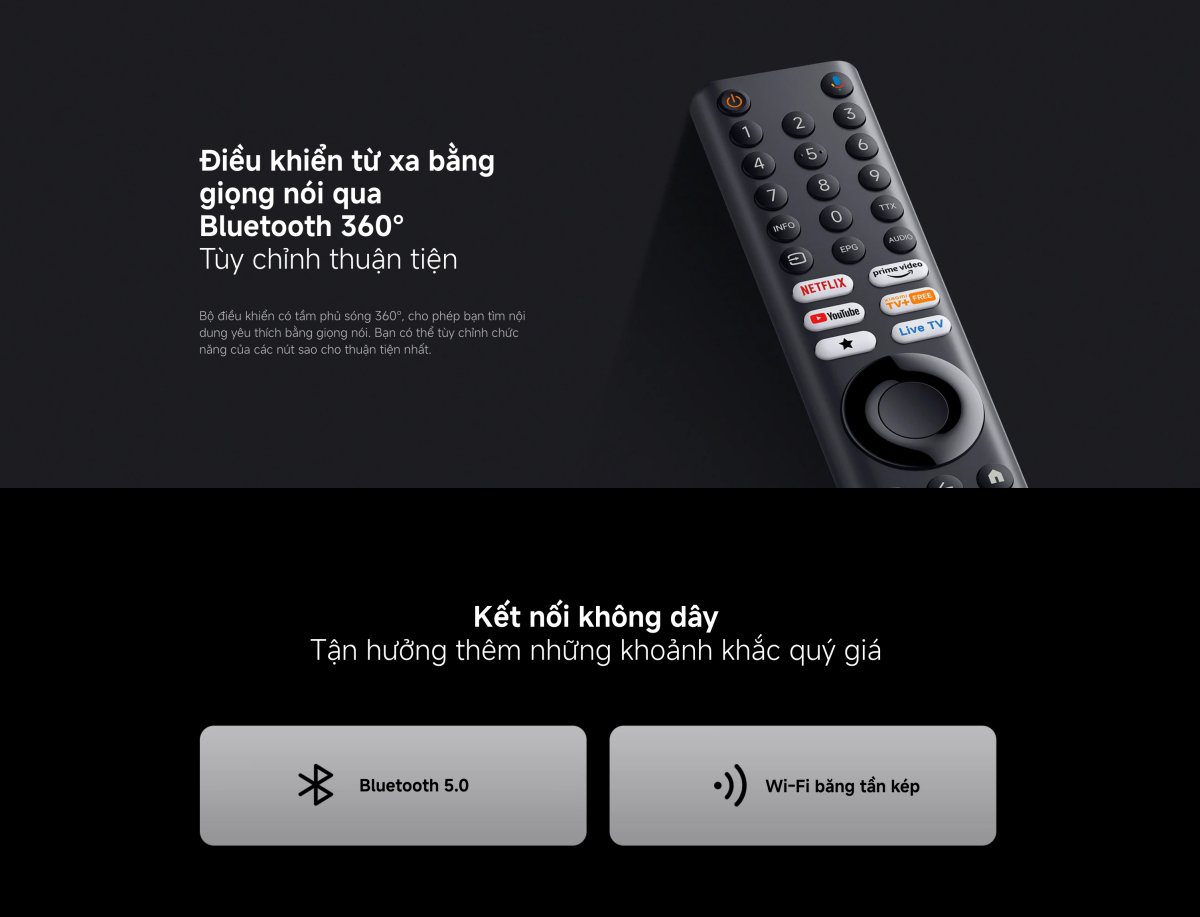 Tivi Xiaomi A 65 Inch – 2026 Bản Quốc Tế – 4K/60Hz – 2GB/8GB