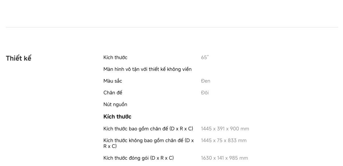 Tivi Xiaomi A 65 Inch – 2026 Bản Quốc Tế – 4K/60Hz – 2GB/8GB