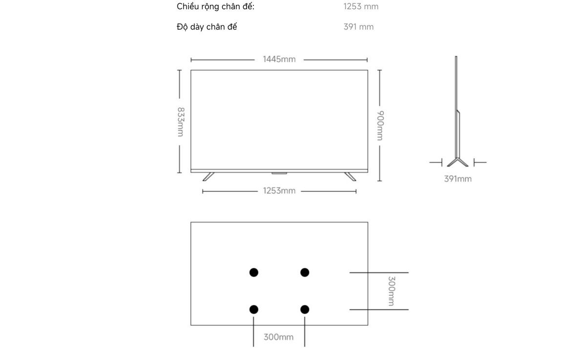 Tivi Xiaomi A 65 Inch – 2026 Bản Quốc Tế – 4K/60Hz – 2GB/8GB