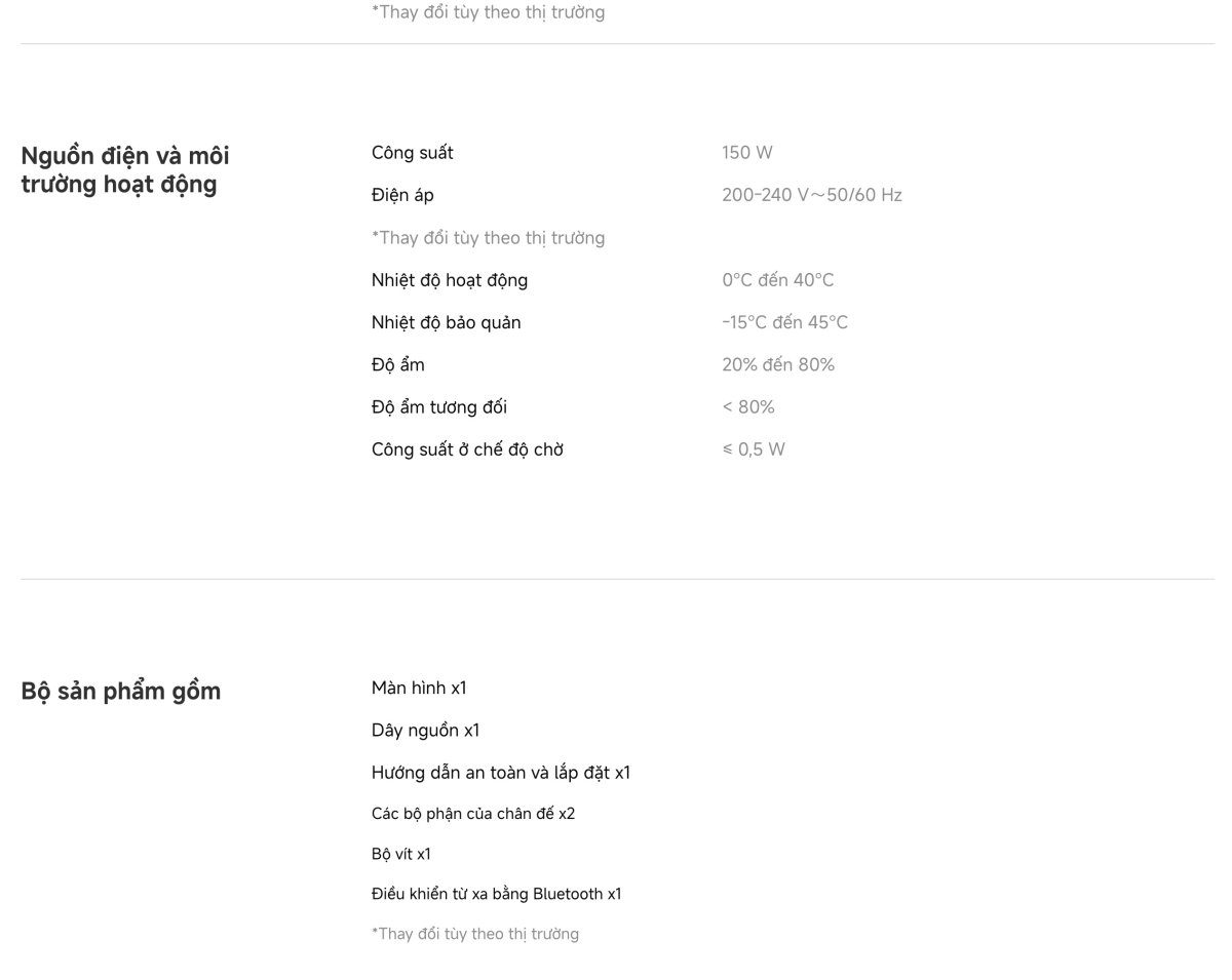 Tivi Xiaomi A 65 Inch – 2026 Bản Quốc Tế – 4K/60Hz – 2GB/8GB