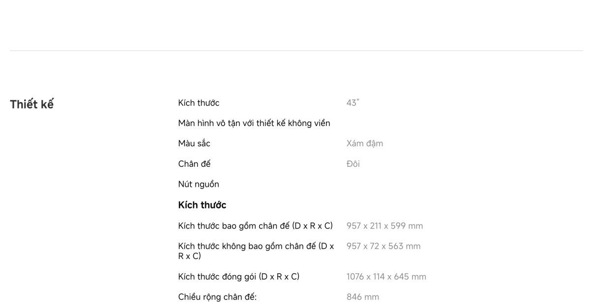 Tivi Xiaomi A Pro 43 Inch – 2026 Bản Quốc Tế – QLED 4K/60Hz – 2GB/8GB