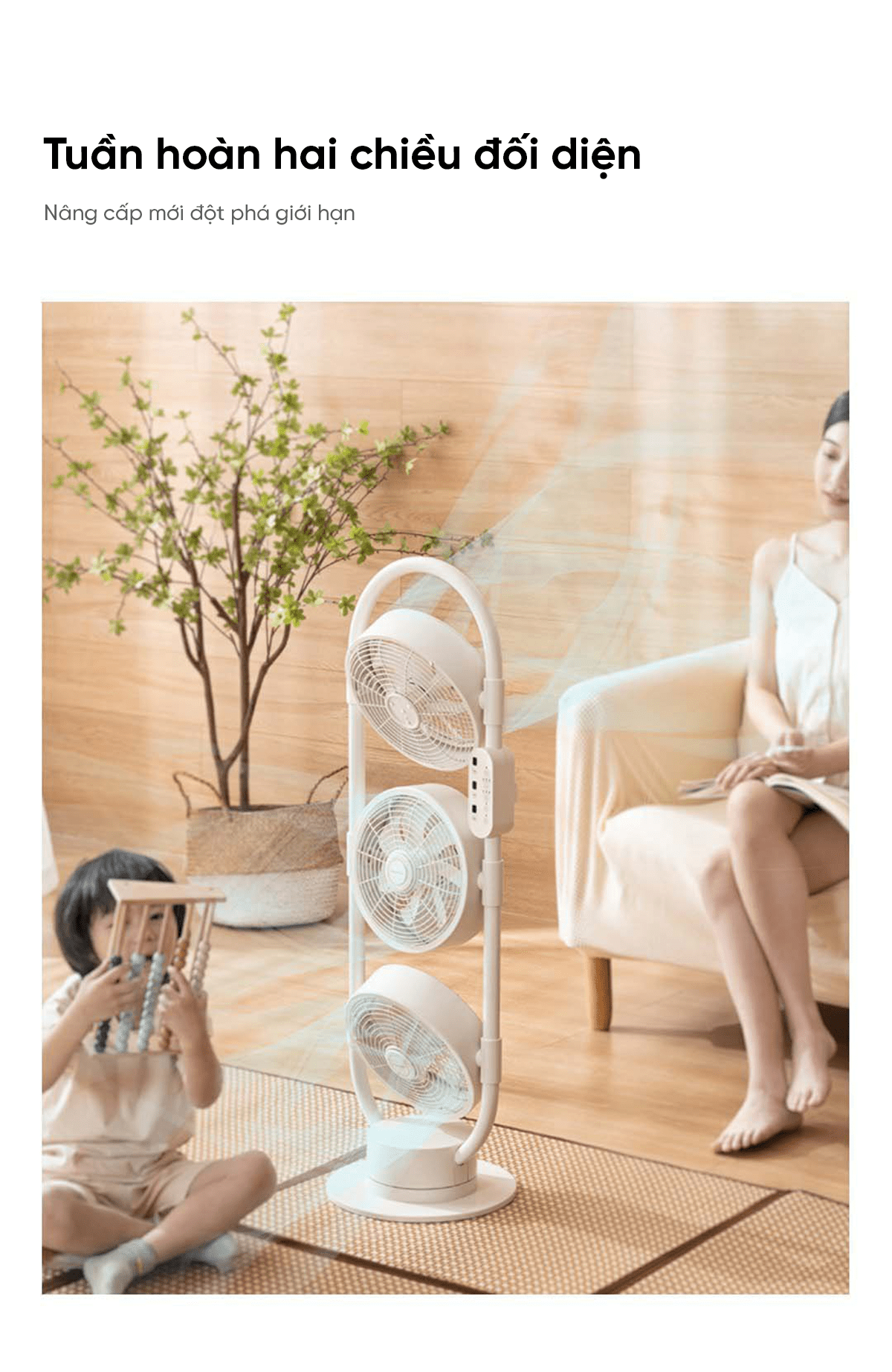 Quạt thông minh tuần hoàn 3 đầu Amadana C8, hoạt động độc lập quay đa chiều
