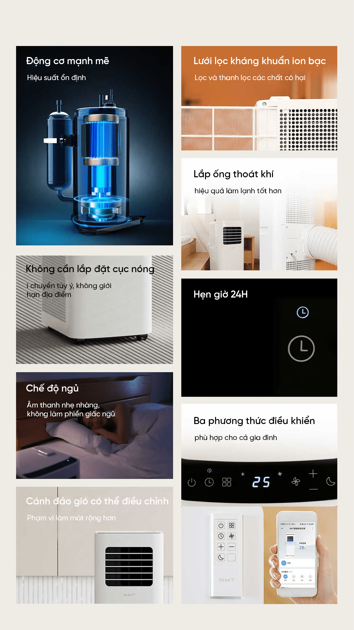 Điều hòa di động thông minh Xiaomi NWT công suất lớn 1HP