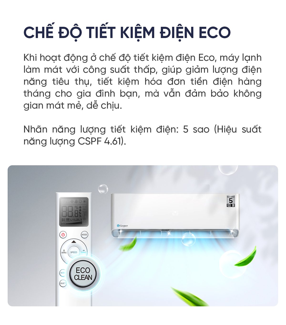 Điều hòa Casper EcoPrime Inverter 1 chiều 2HP HC-18IA32