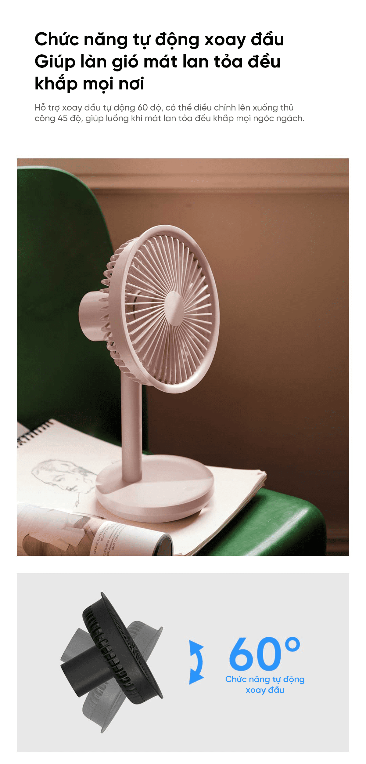 Quạt để bàn tích điện thông minh Xiaomi solove F5