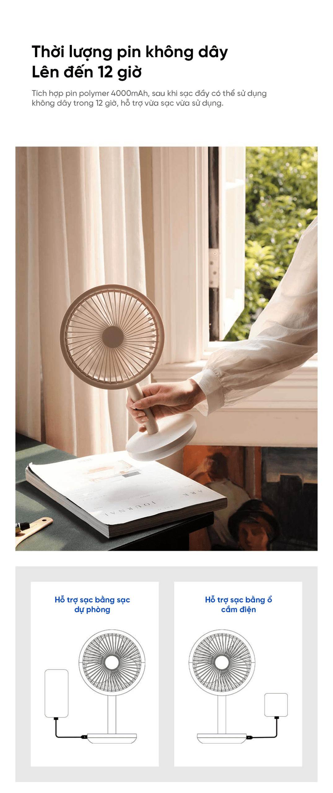 Quạt để bàn tích điện thông minh Xiaomi solove F5