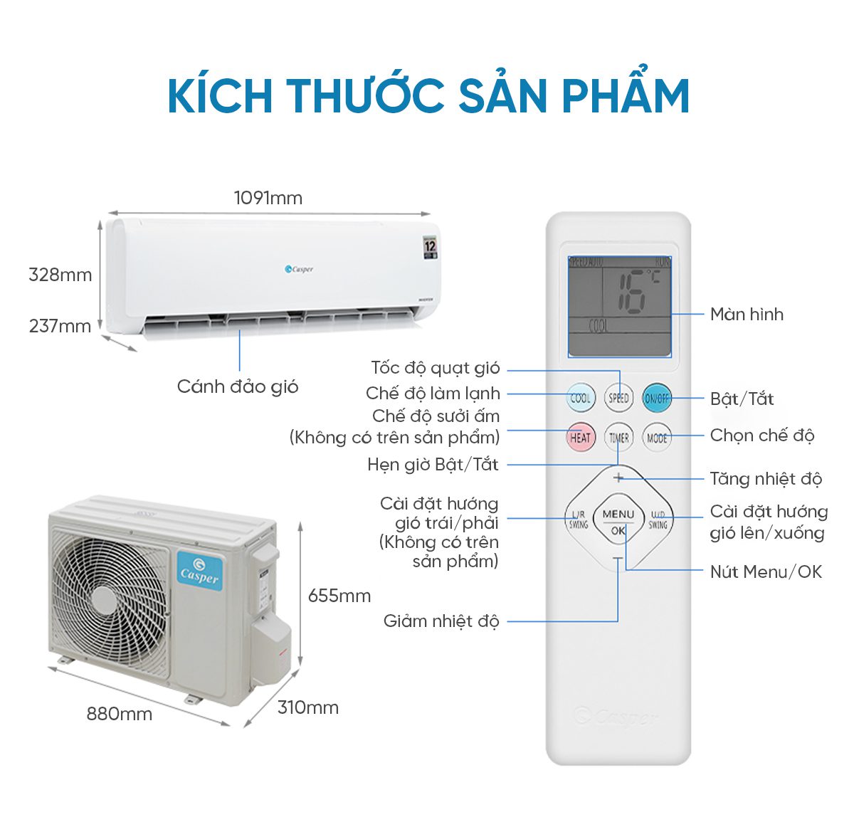 Điều hòa Casper EcoPrime Inverter 1 chiều 2.5HP SC-24FS33
