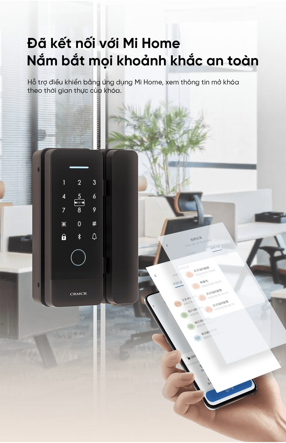 Khóa vân tây cửa kính thông minh Xiaomi Kawaii CB2207
