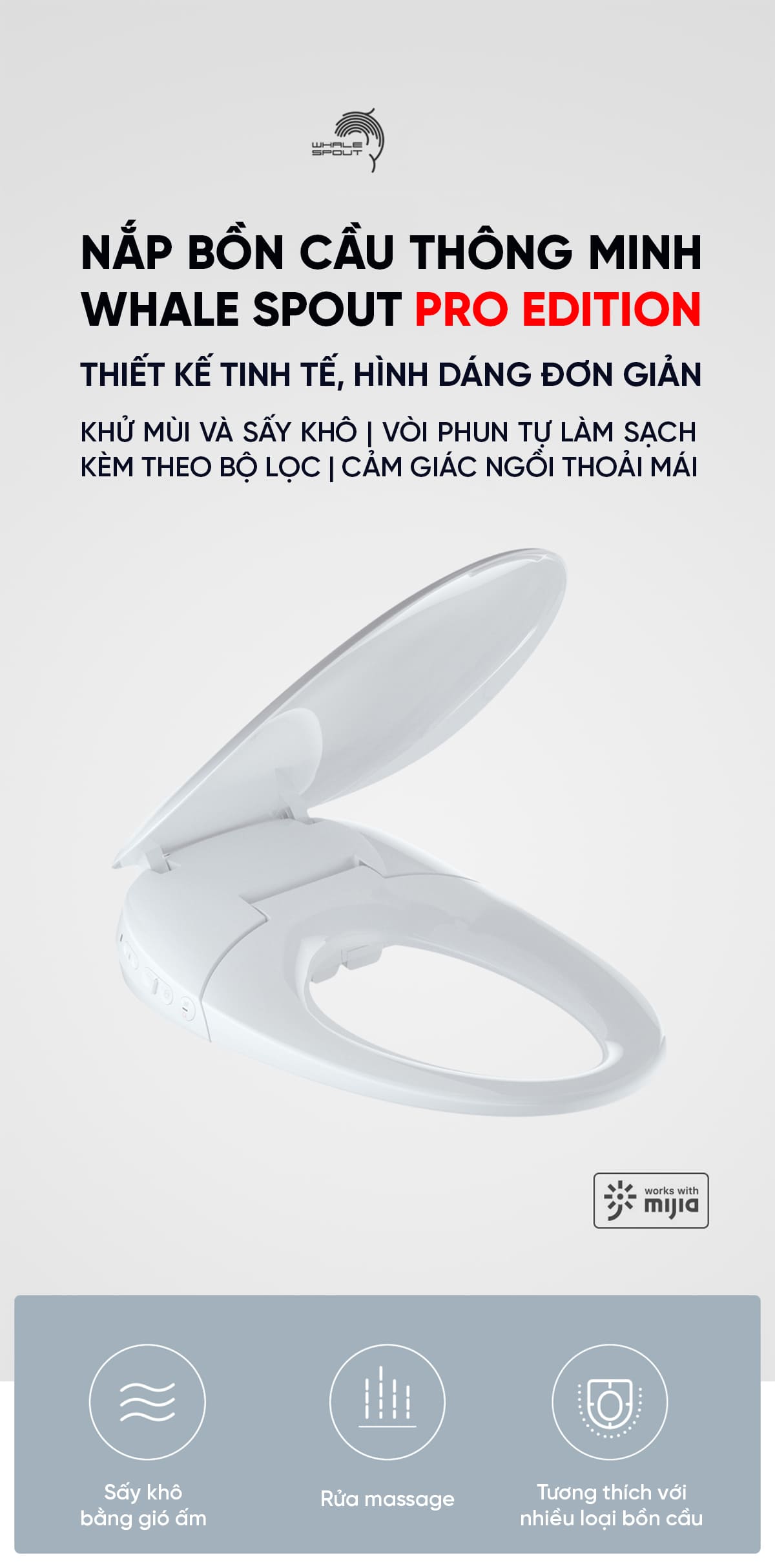 Nắp Bồn Cầu Thông Minh Whale Spout Pro Edition