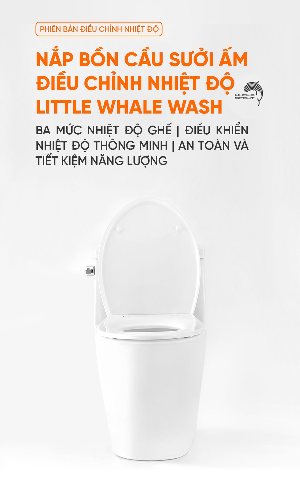 Nắp Bồn Cầu Sưởi Ấm Điều Chỉnh Nhiệt Độ Little Whale Wash