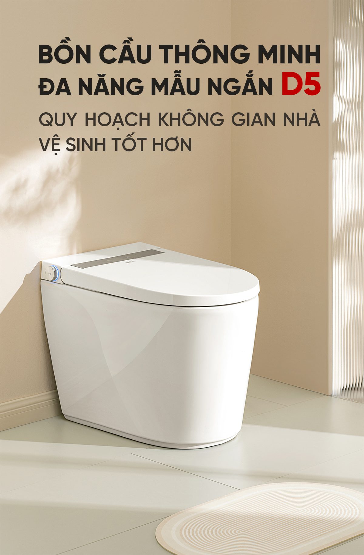 Bồn Cầu Thông Minh Little Whale Wash Đa Năng Mẫu Ngắn D5