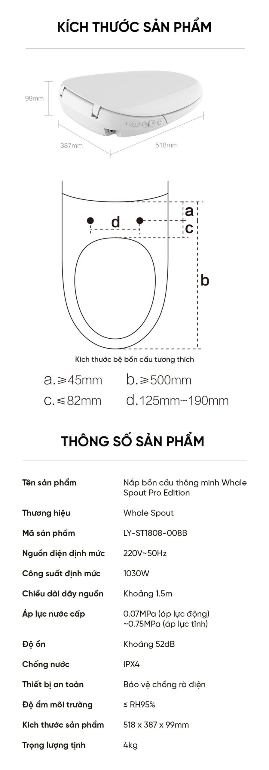 Nắp Bồn Cầu Thông Minh Whale Spout Pro Edition
