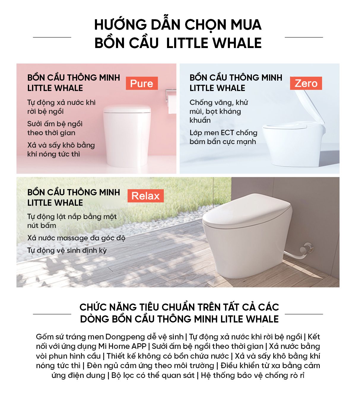 Bồn Cầu Thông Minh little Whale Wash Pure, Zero, Relax