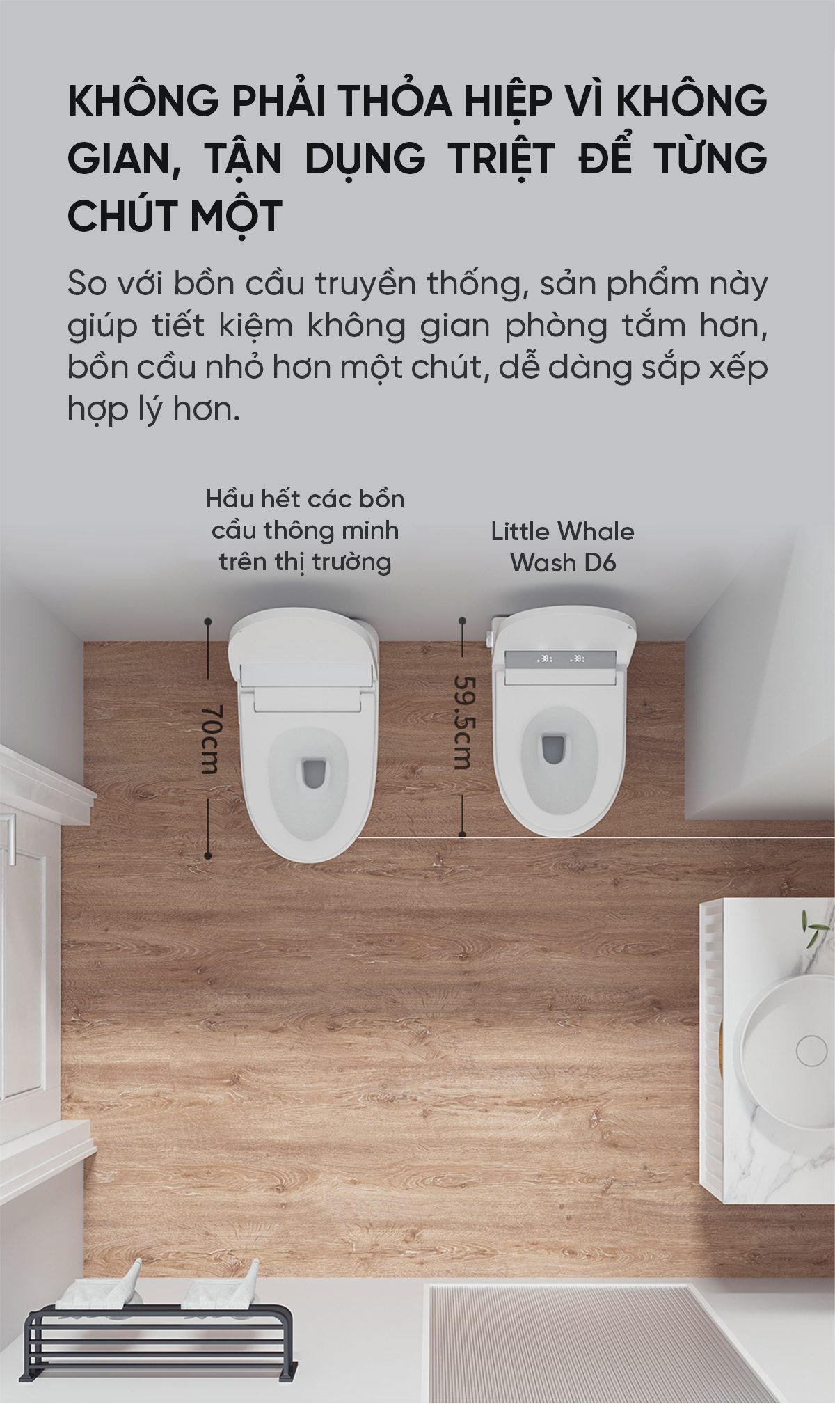 Bồn Cầu Thông Minh Little Whale Wash Đa Năng Mẫu Ngắn D5