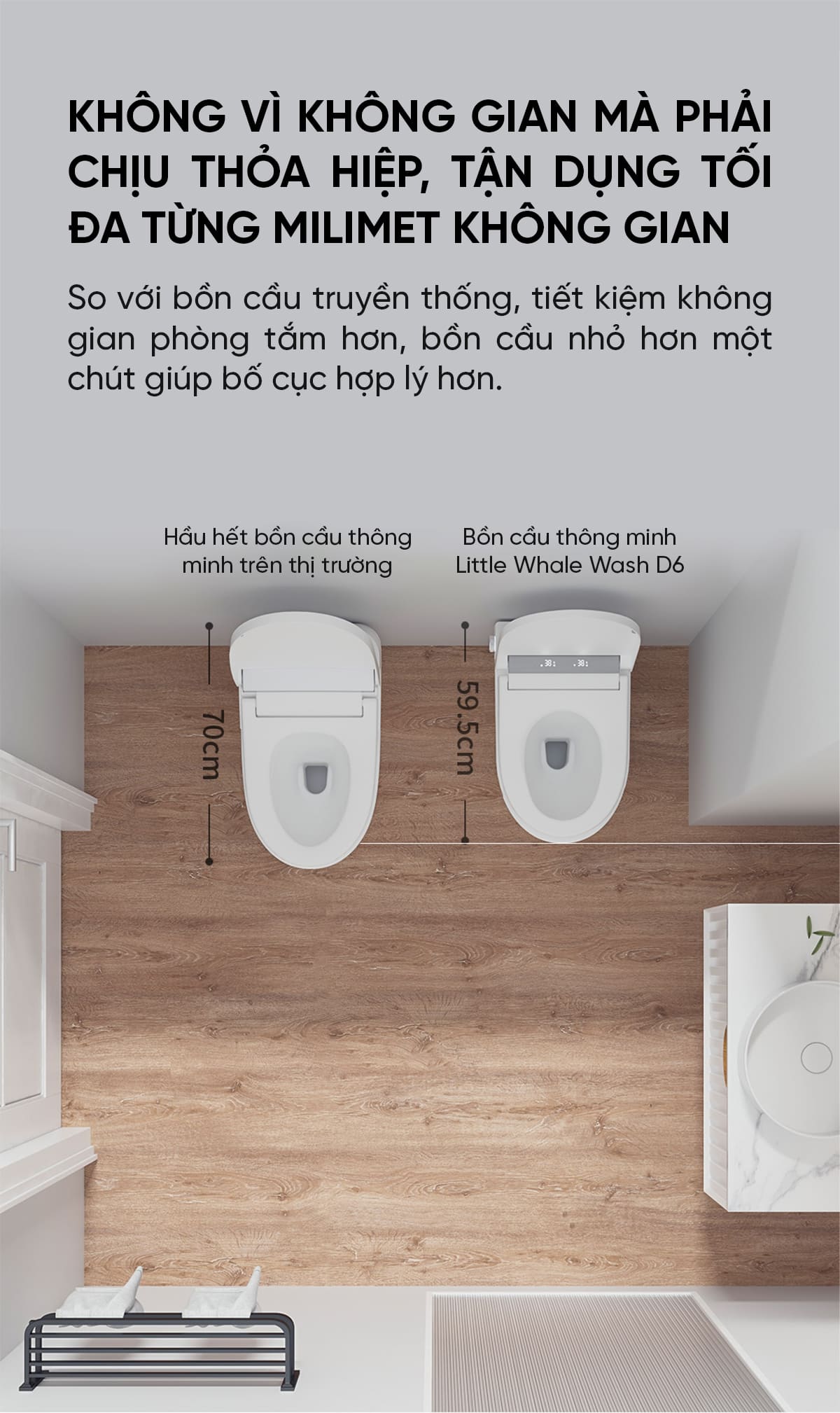 Bồn Cầu Thông Minh Whale Wash Đa Năng Mẫu Ngắn D6