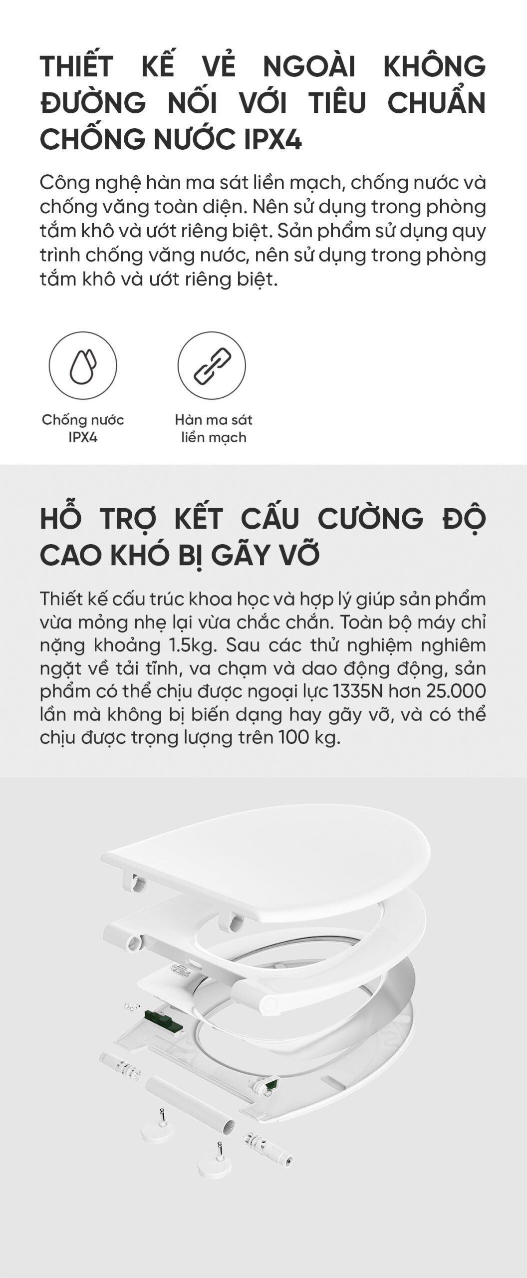 Nắp Bồn Cầu Sưởi Ấm Điều Chỉnh Nhiệt Độ Little Whale Wash